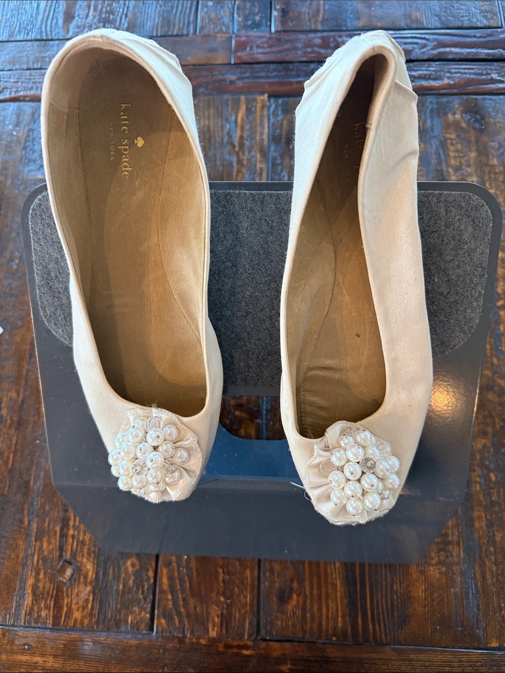 kate spade pearl cluster cream ballet flats
